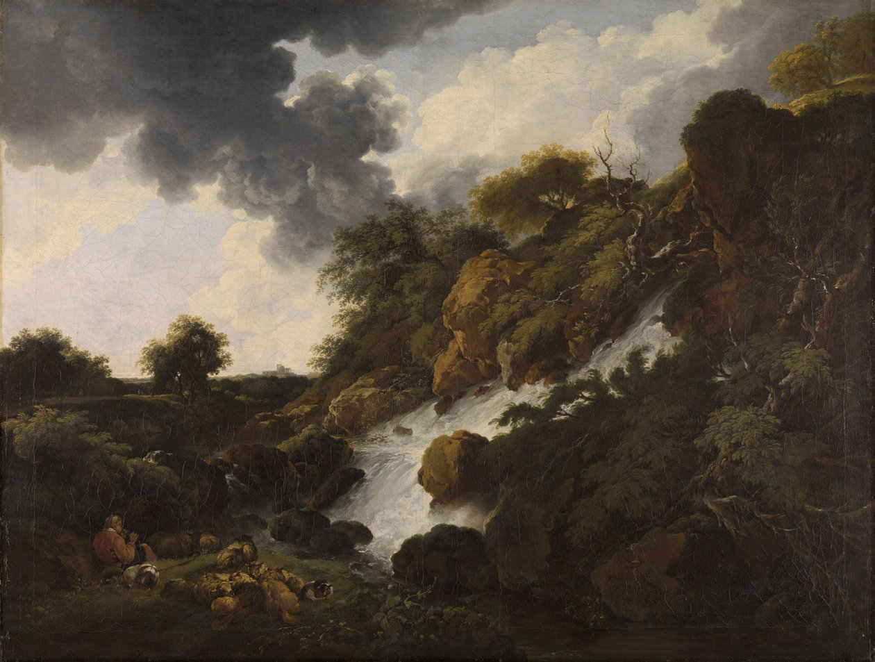 Berglandschap met waterval door Ferdinand Kobell