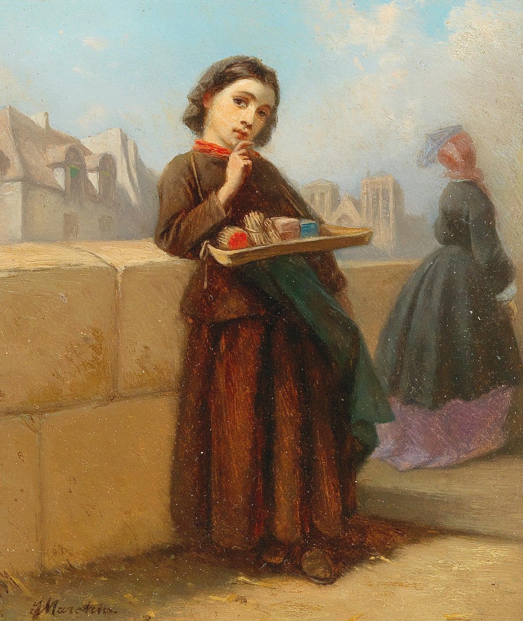 Meisje met lucifers aan de oever van de Seine door Ferdinand Marohn