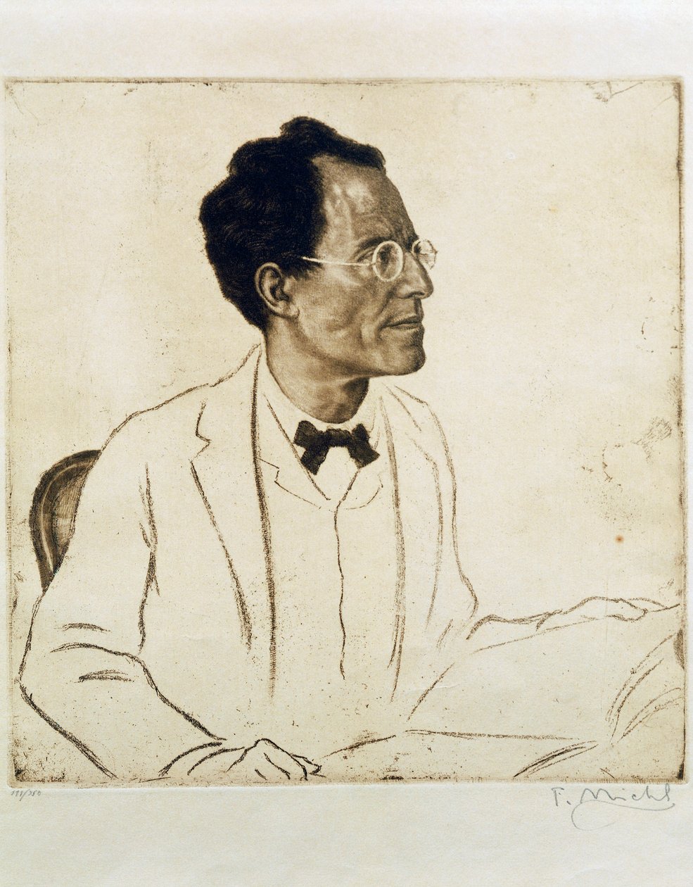 Portret van de Oostenrijkse componist en dirigent Gustav Mahler door Ferdinand Michl