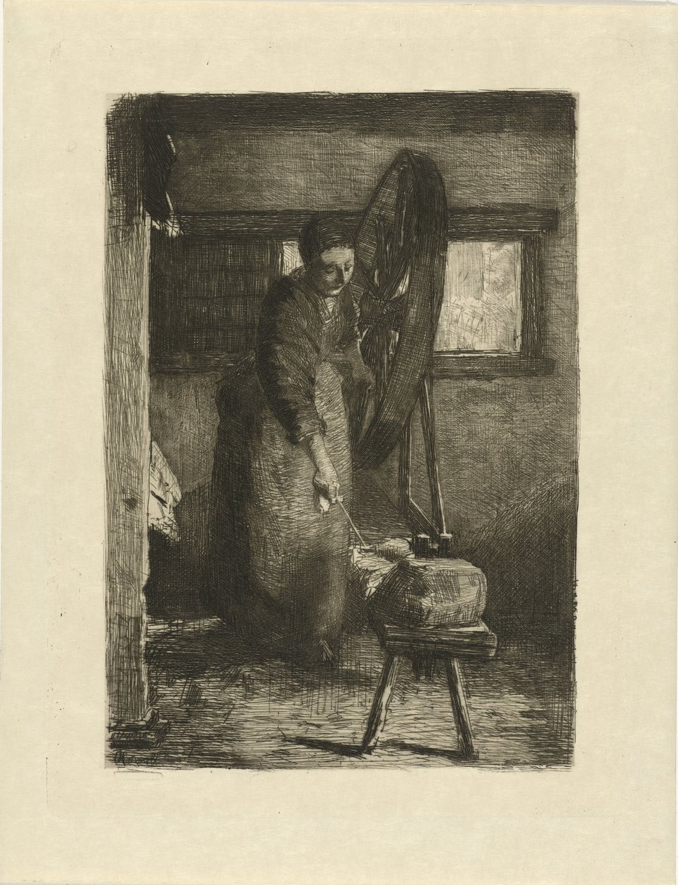 Spinster aan het werk door Ferdinand Oldewelt