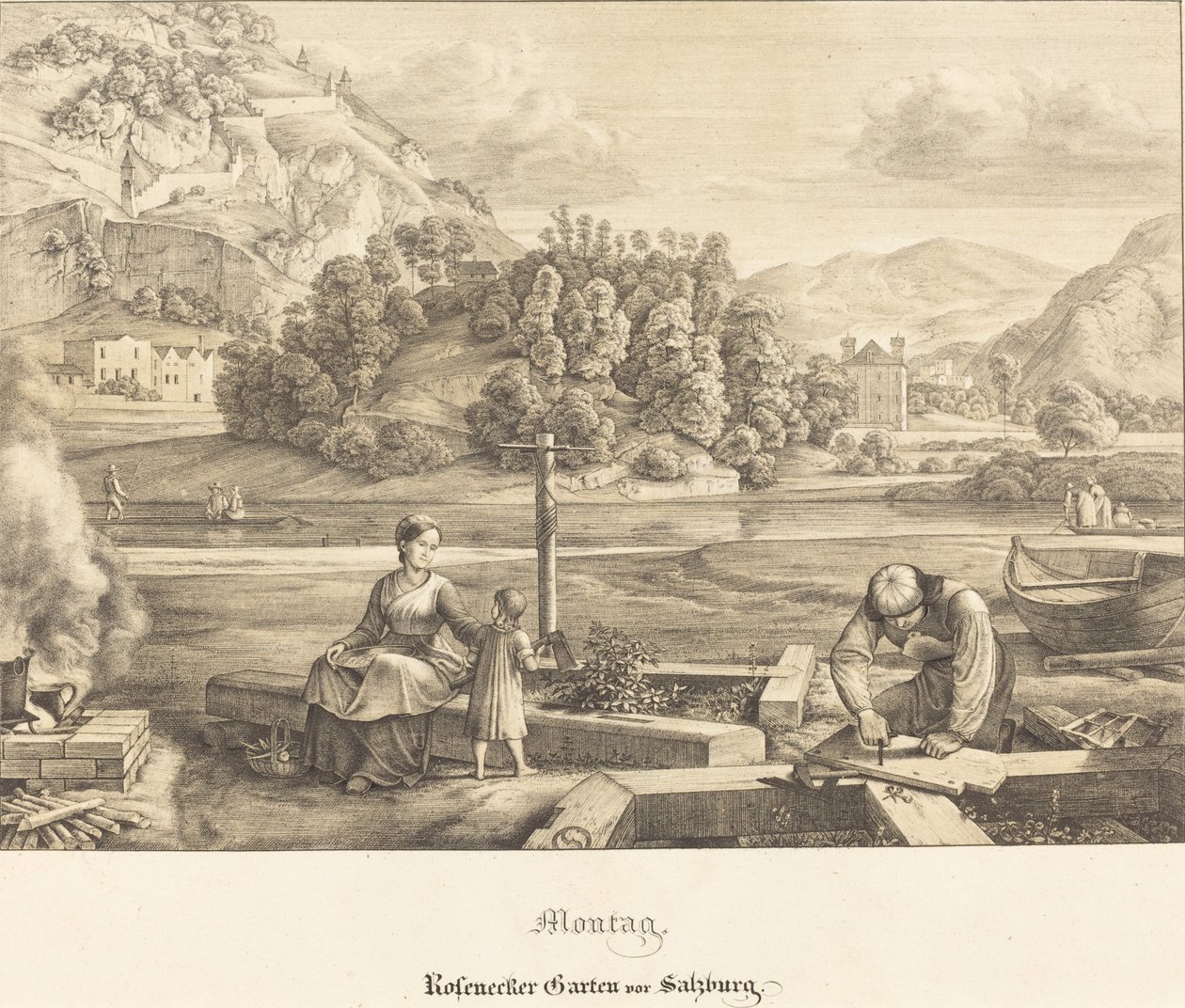 Maandag - Rosenecker tuin bij Salzburg door Ferdinand Olivier