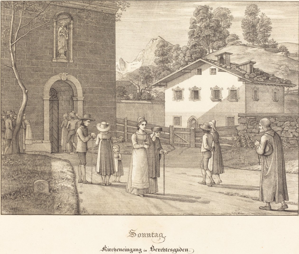 Zondag - Naar de kerk bij Berchtesgaden door Ferdinand Olivier