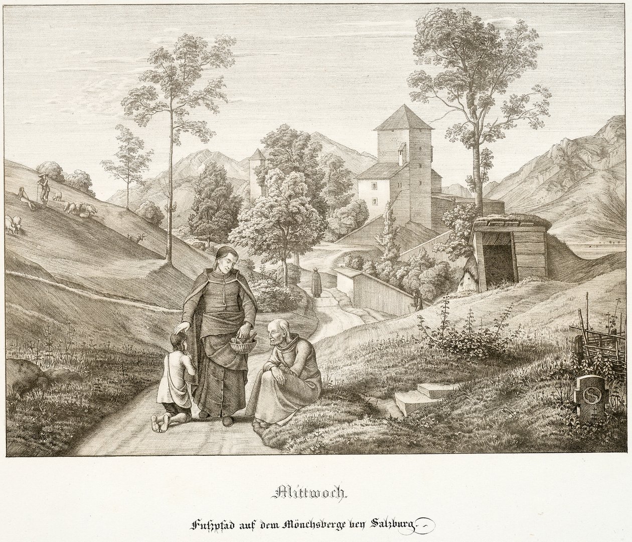 Woensdag: Voetpad op de Mönchsberg Bij Salzburg door Ferdinand Olivier