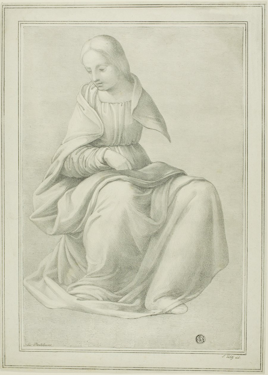 Studie voor zittende figuur van een vrouw door Ferdinand Piloty