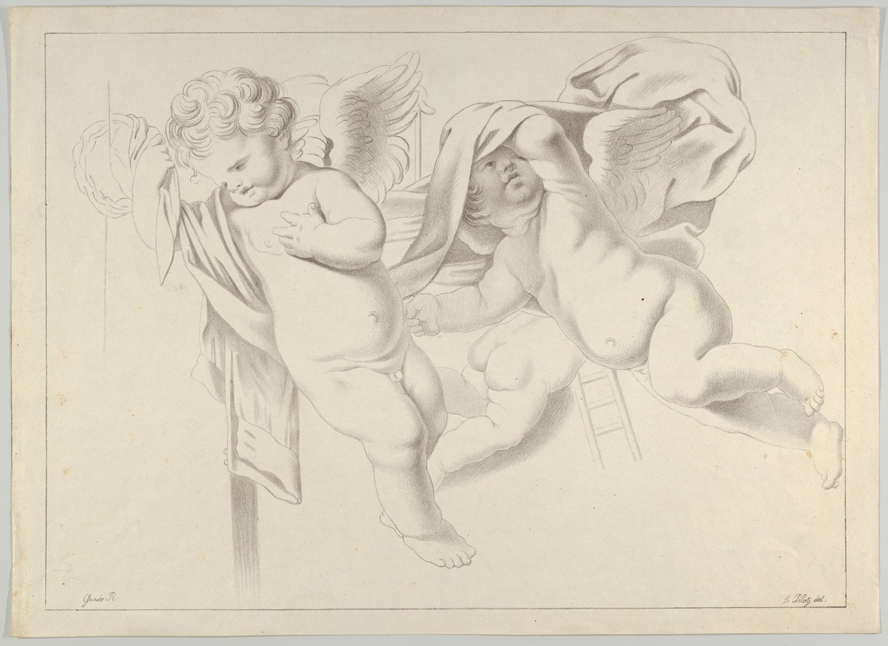 Studie van drie putti, ca. 1800-1844 door Ferdinand Piloty