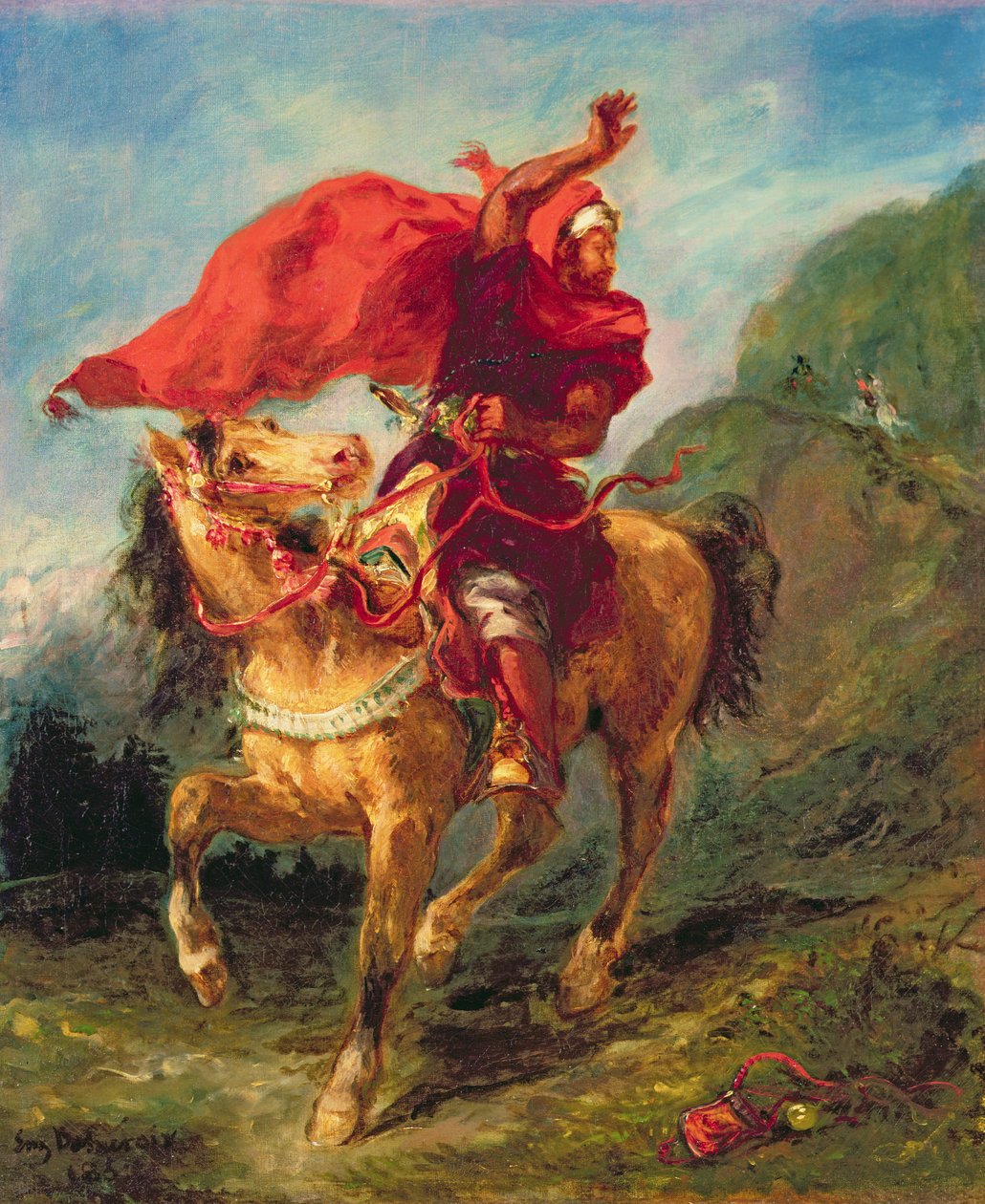 Arabische Ruiter die een Signaal Geeft door Ferdinand Victor Eugene Delacroix