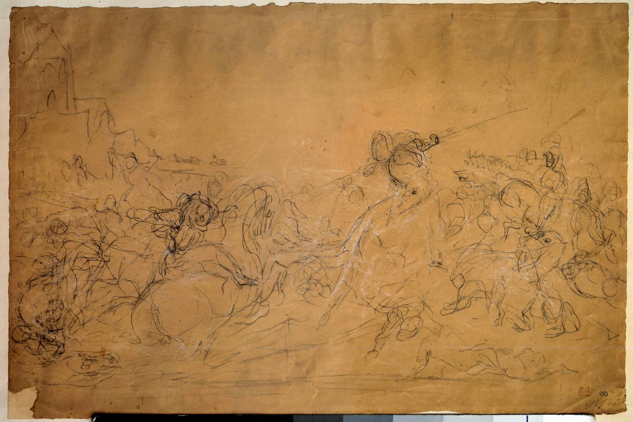 Slagveldscène door Ferdinand Victor Eugene Delacroix
