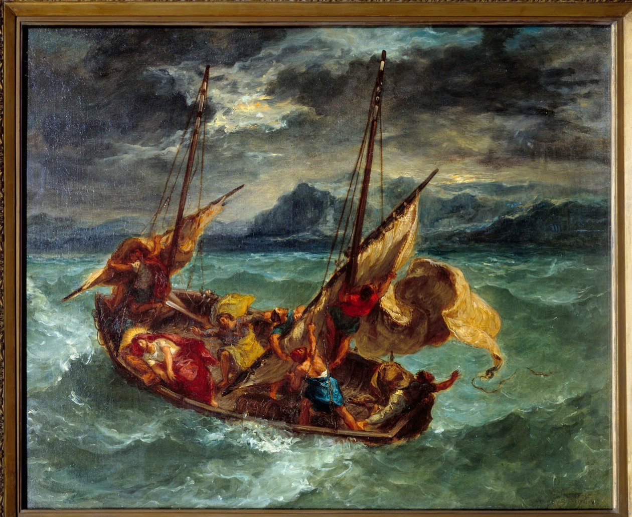 Christus op het Meer van Genesareth. door Ferdinand Victor Eugene Delacroix