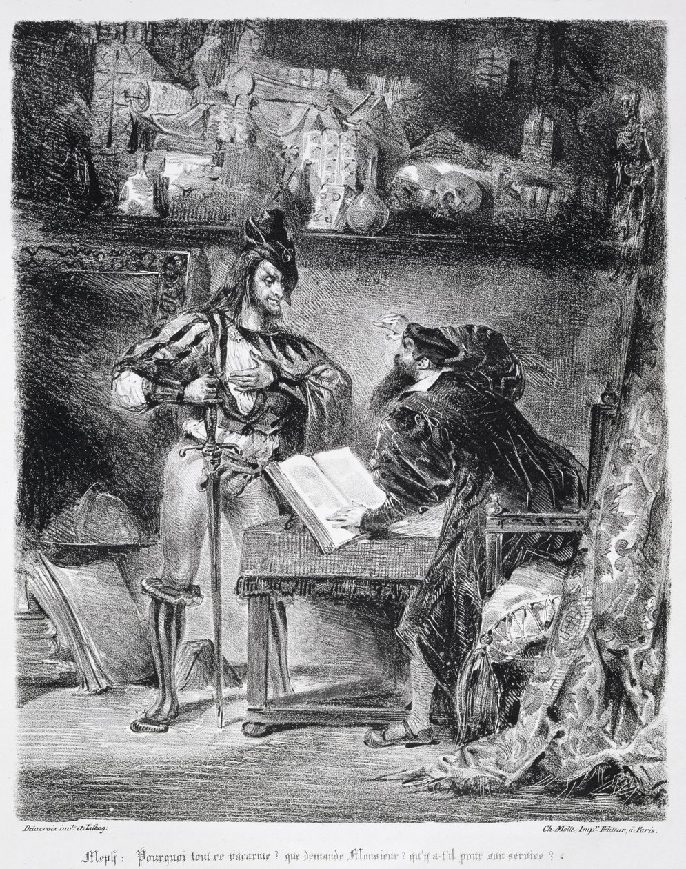 Eerste ontmoeting tussen Faust en Mephistopheles: 