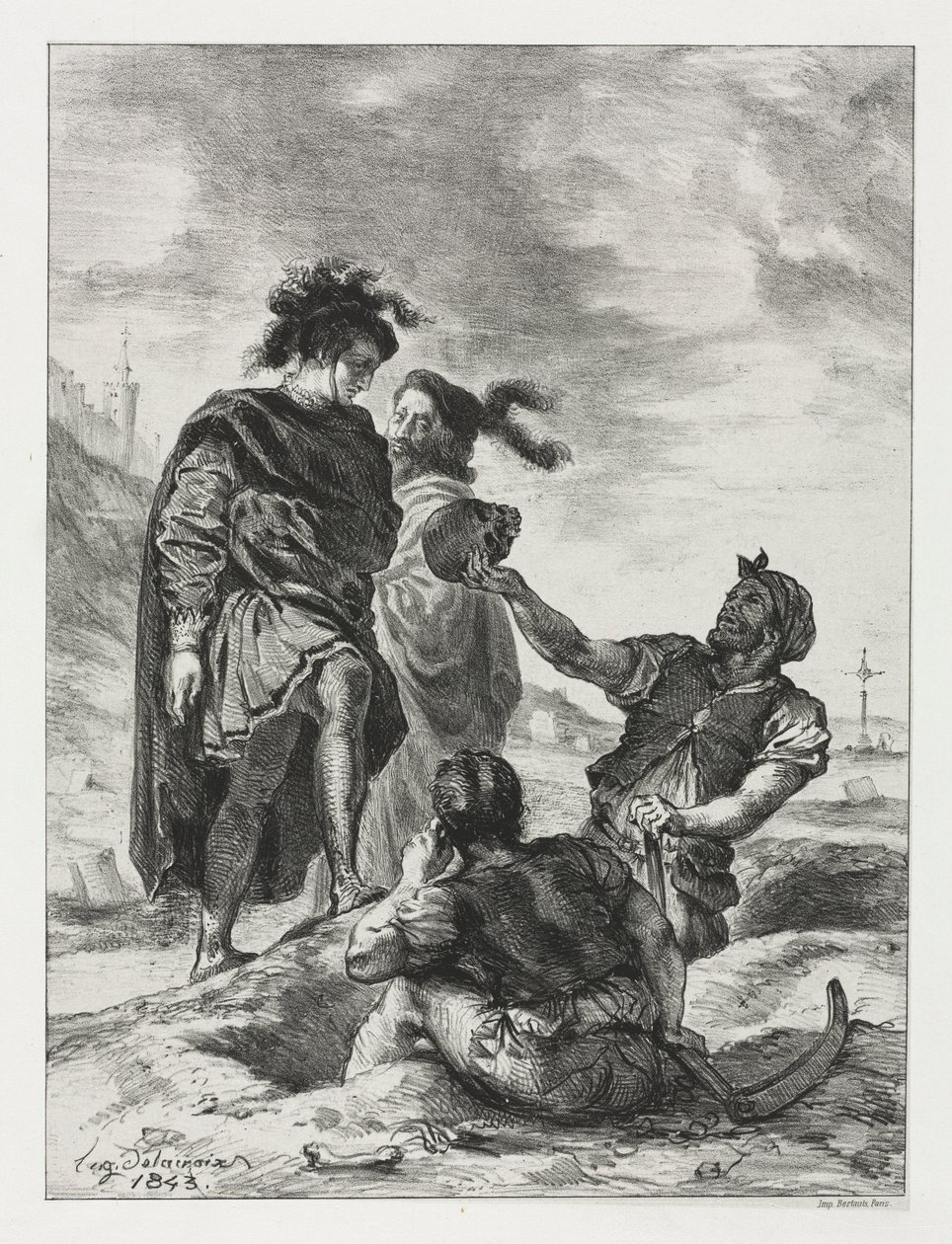 Hamlet: Hamlet en Horatio met de grafdelvers door Ferdinand Victor Eugene Delacroix