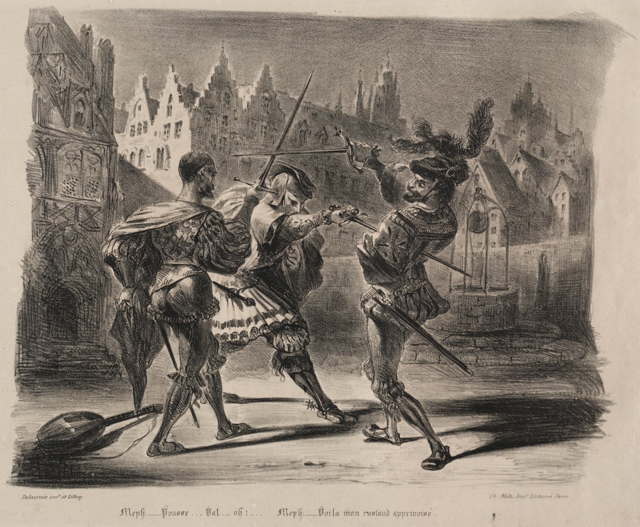 Illustraties voor Faust: Duel van Faust en Valentin, 1828 door Ferdinand Victor Eugene Delacroix