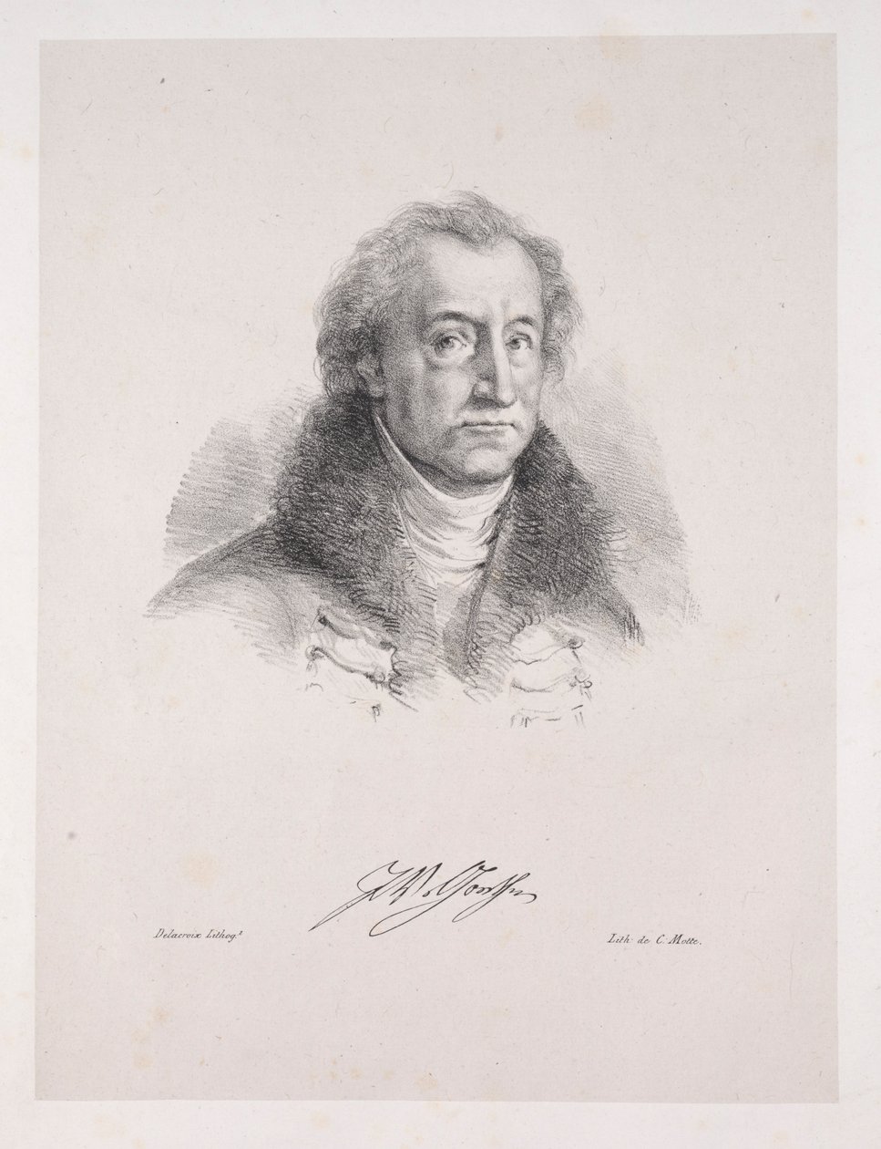 Illustraties voor Faust: Frontispice - Portret van Johann Wolfgang von Goethe, 1828 door Ferdinand Victor Eugene Delacroix