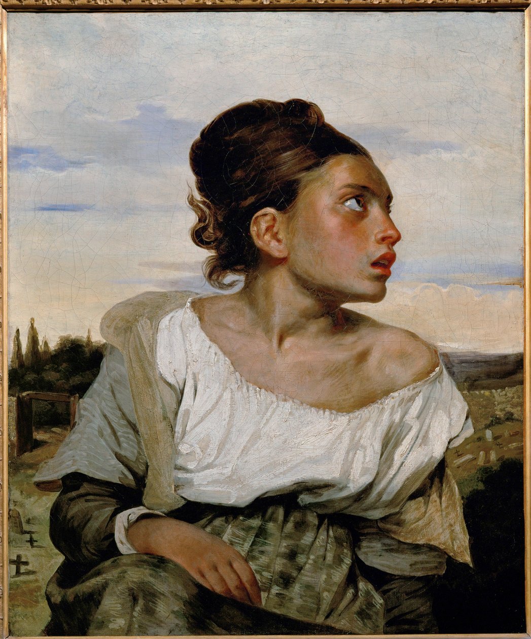 Jeune orpheline au cimetiere - jonge wees op het kerkhof ... door Ferdinand Victor Eugene Delacroix