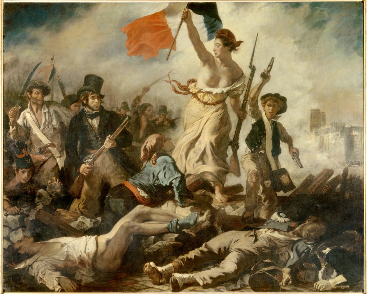 Vrijheid leidt het Volk, 28 juli door Ferdinand Victor Eugene Delacroix