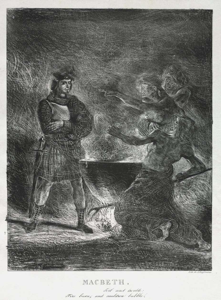 Macbeth Raadpleegt de Heksen, 1825 door Ferdinand Victor Eugene Delacroix