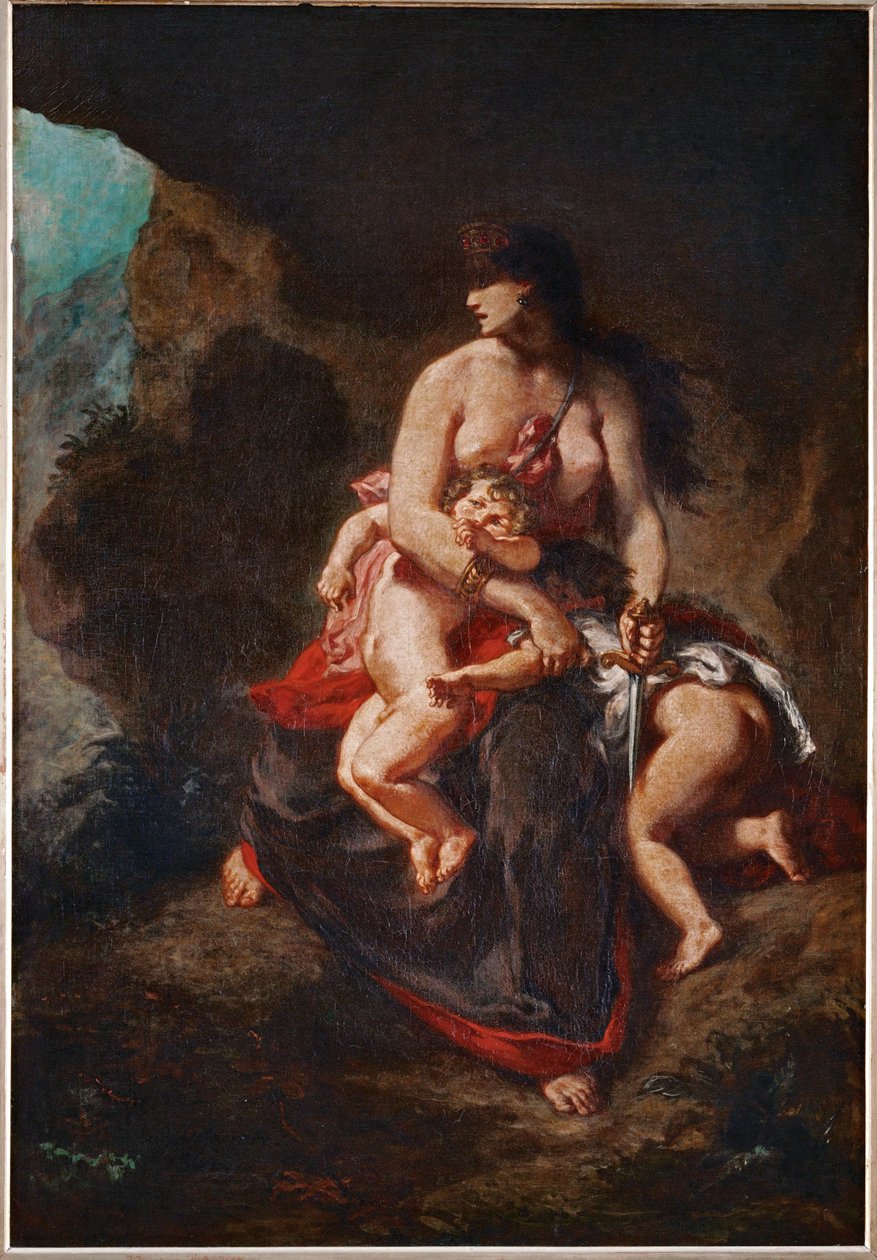 Medea furieuse - toornige Medea ... door Ferdinand Victor Eugene Delacroix