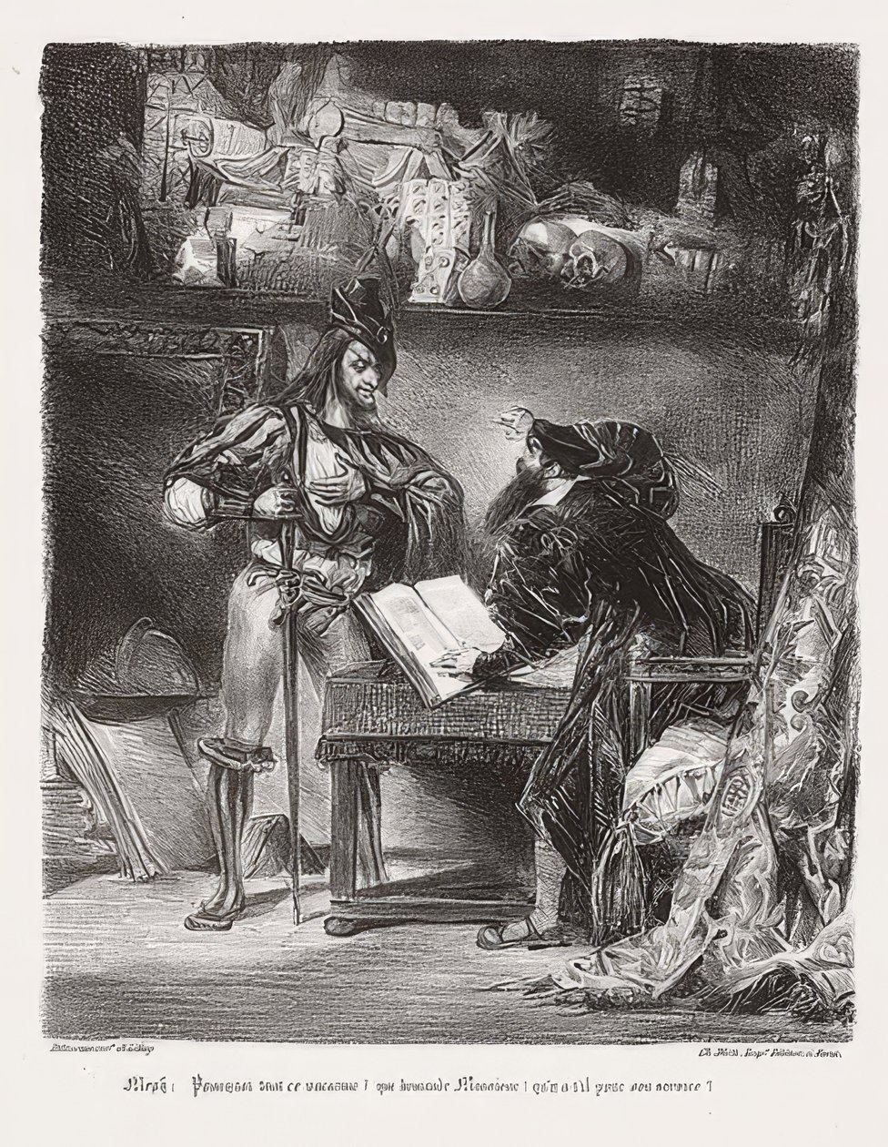 Mephistopheles verschijnt aan Faust door Ferdinand Victor Eugene Delacroix