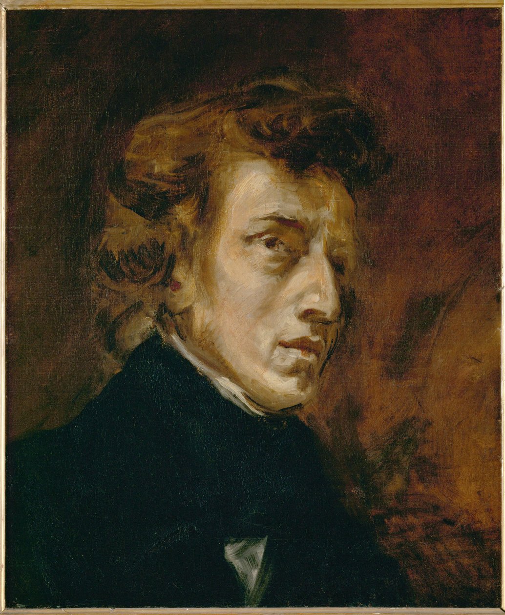 Portret van Frédéric Chopin ... door Ferdinand Victor Eugene Delacroix