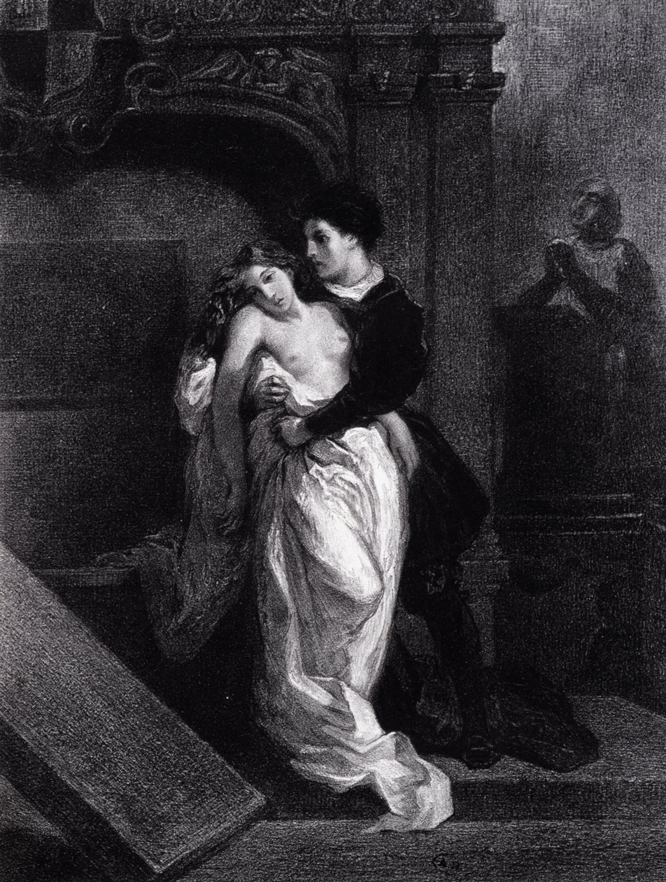 Romeo en Julia (gravure) door Ferdinand Victor Eugene Delacroix
