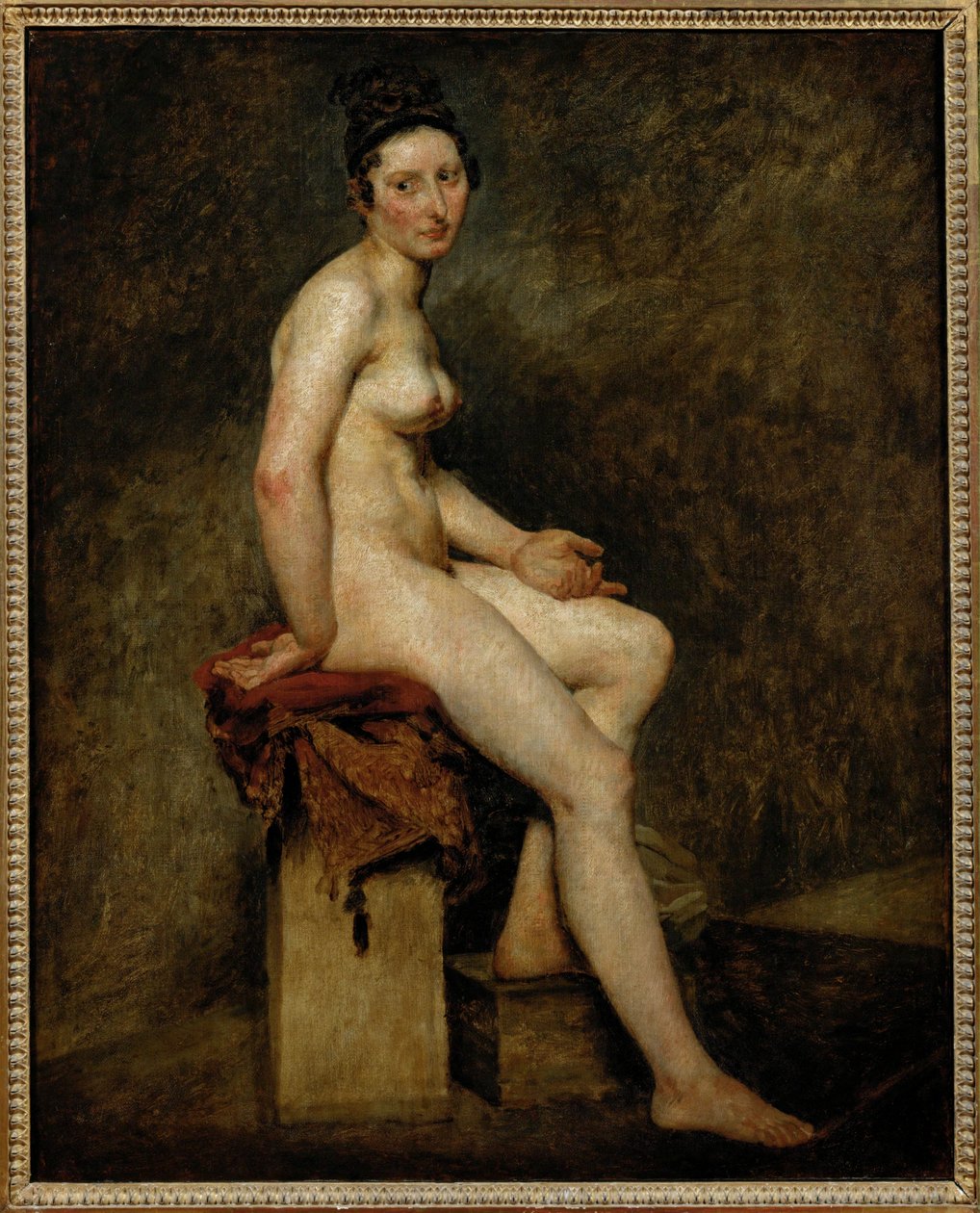 Zittend naakt, ook wel Mlle ... door Ferdinand Victor Eugene Delacroix