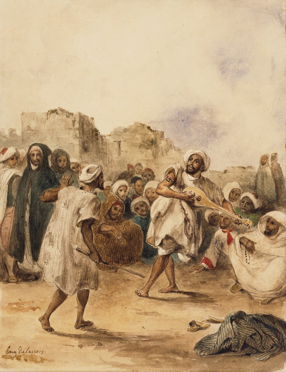 Wandelende spelers door Ferdinand Victor Eugene Delacroix