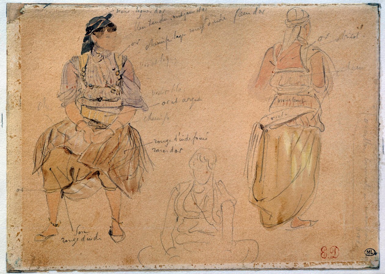 Studies van Arabische vrouwen door Ferdinand Victor Eugene Delacroix
