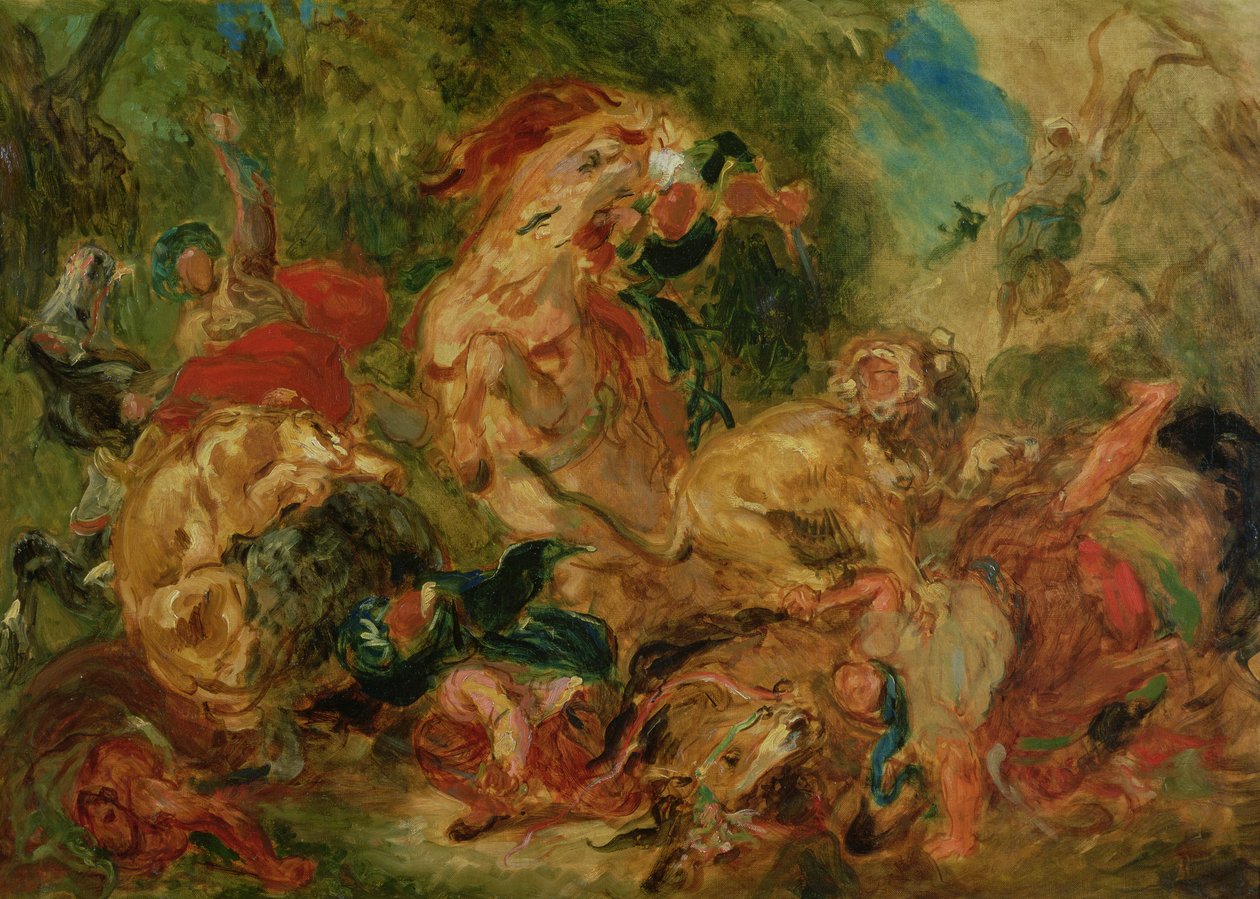 Studie voor De Leeuwenjacht, 1854 door Ferdinand Victor Eugene Delacroix