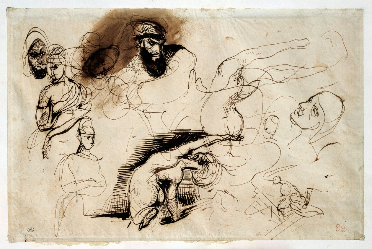 Studie voor de dood van Sardanapale door Ferdinand Victor Eugene Delacroix