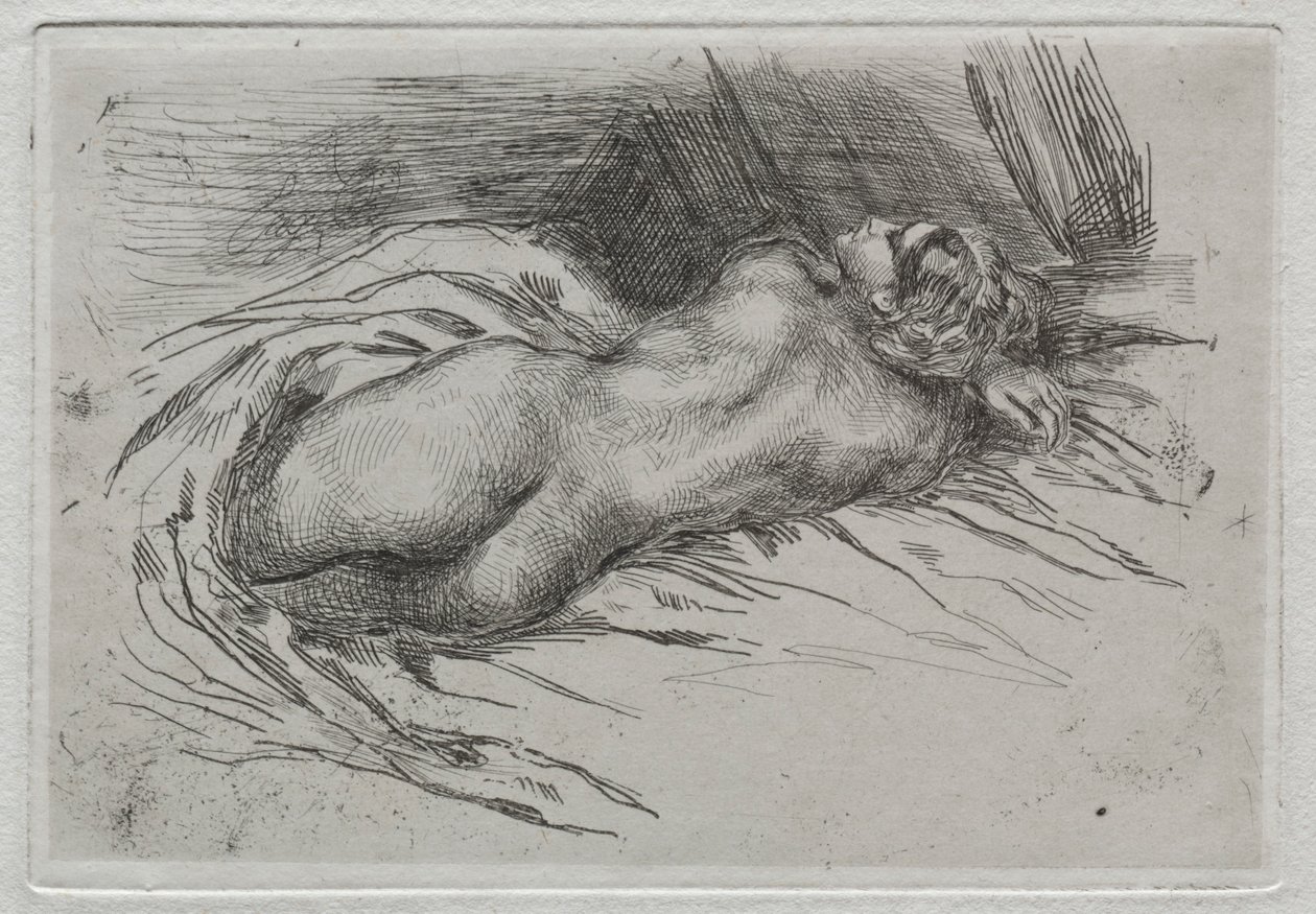 Studie van een Vrouw van Achteren Gezien, 1833 door Ferdinand Victor Eugene Delacroix