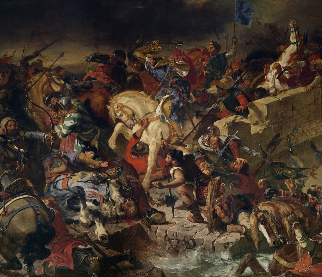 De Slag bij Taillebourg, 21 juli 1242 door Ferdinand Victor Eugene Delacroix