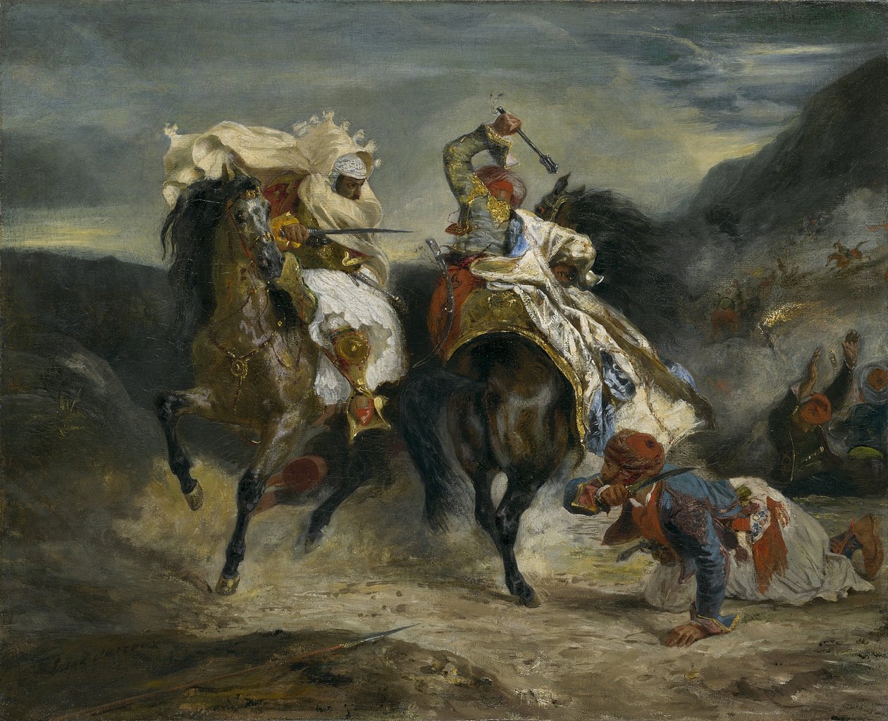 Het gevecht van de Giaour en Hassan, 1826 door Ferdinand Victor Eugene Delacroix