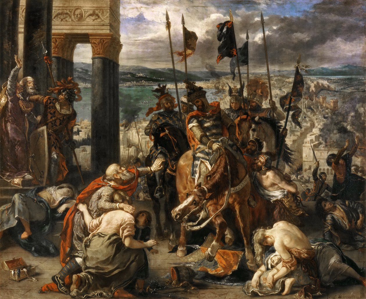 De intocht van de kruisvaarders in Constantinopel door Ferdinand Victor Eugene Delacroix