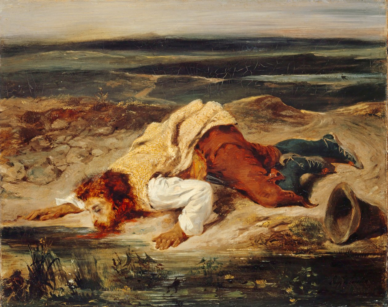 Gewonde bandiet (Romeinse herder) door Ferdinand Victor Eugene Delacroix