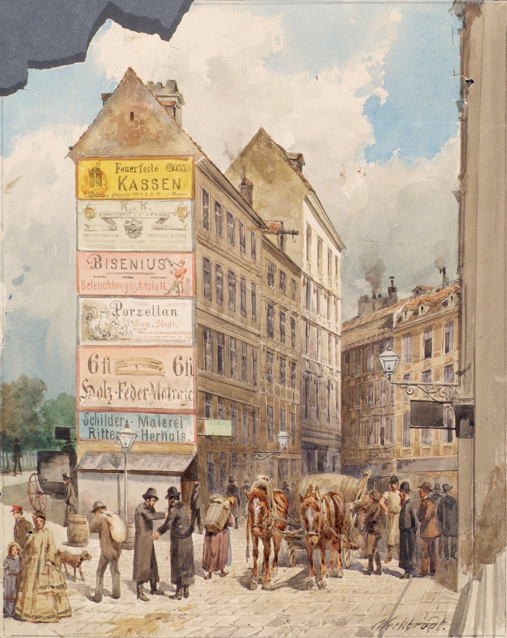 De Kohlmessergasse en de Salzgries bij de Ruprechtsstiege door Ferdinand Weckbrodt