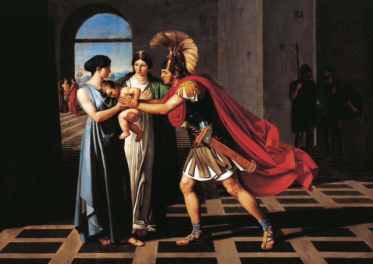 Andromache onderschept Hector bij de Scaean Poort door Ferdinando Castelli