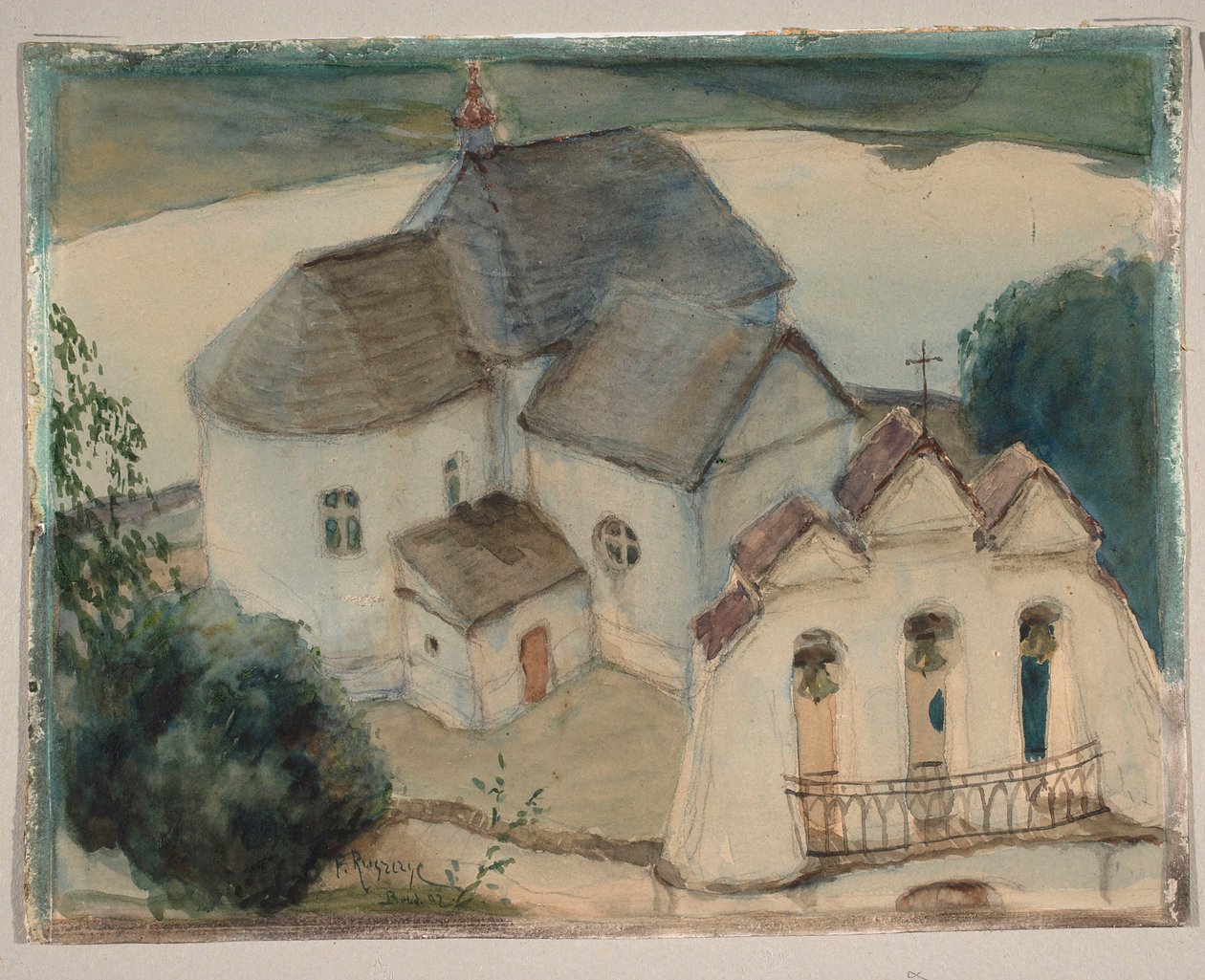 De kerk in Wiszniew door Ferdynand Ruszczyc