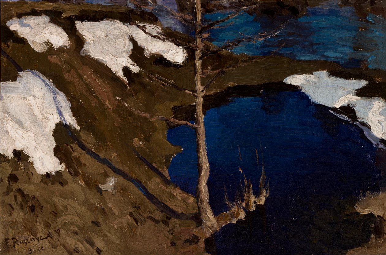 Beek in de winter door Ferdynand Ruszczyc