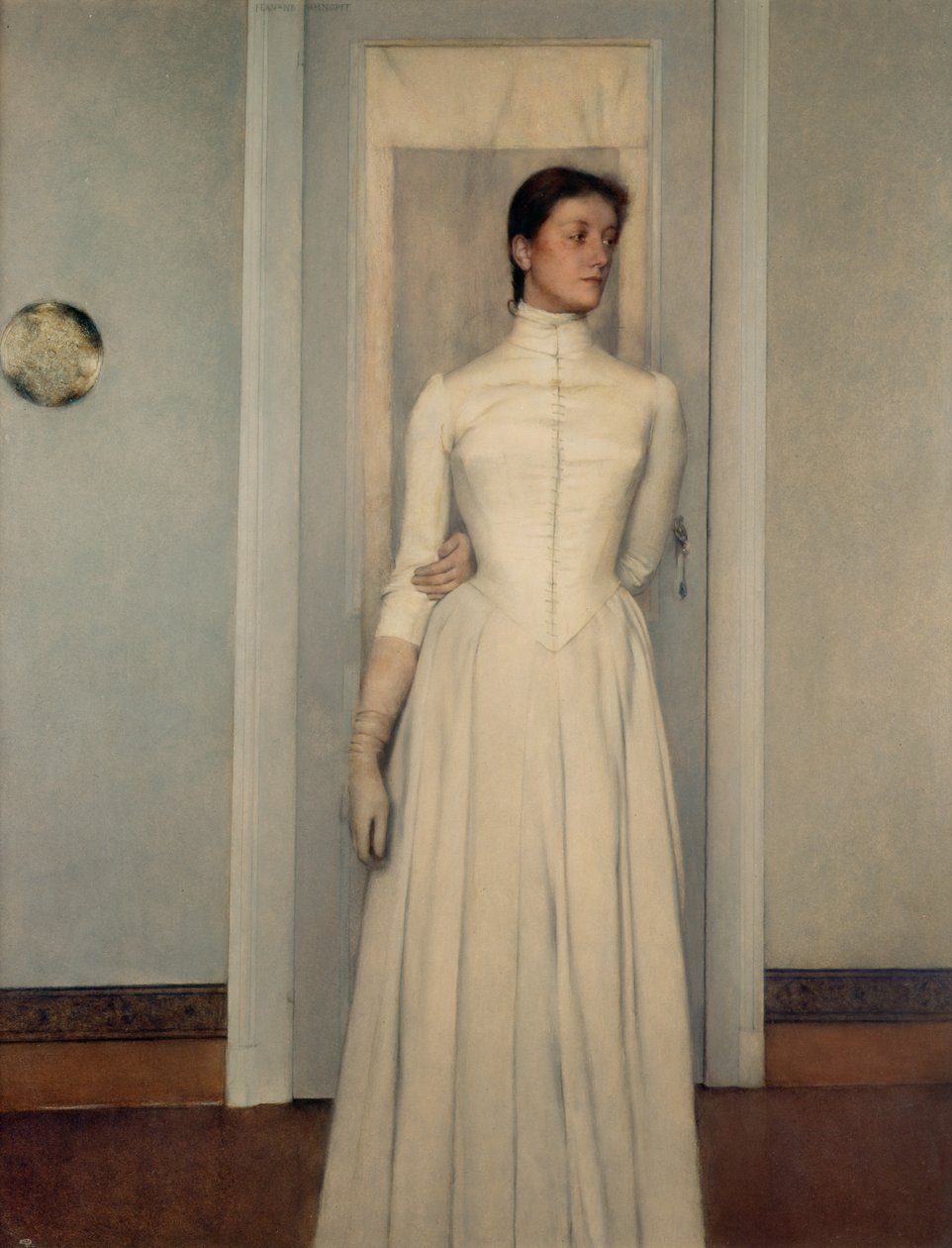 Portret van de zus van de kunstenaar, Marguerite Khnopff door Fernand Khnopff