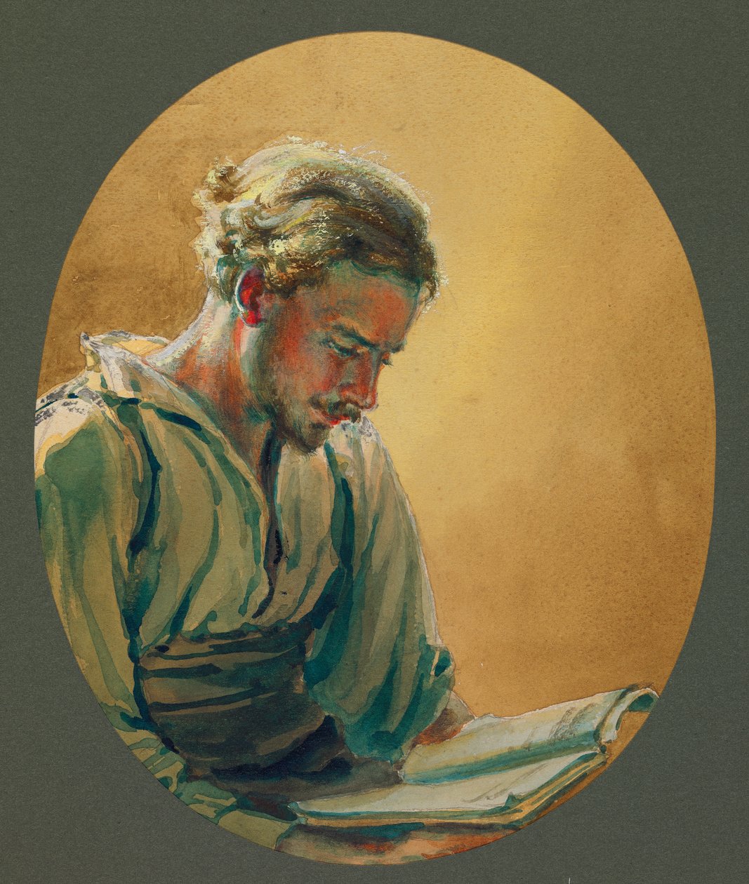 Een jonge man leest in Gustrow door Fernand Barbier