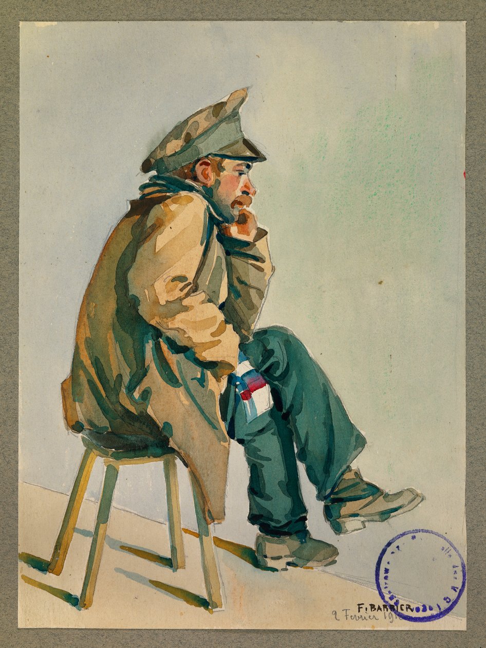 Russische gevangene wacht op medisch onderzoek, Gustrow door Fernand Barbier