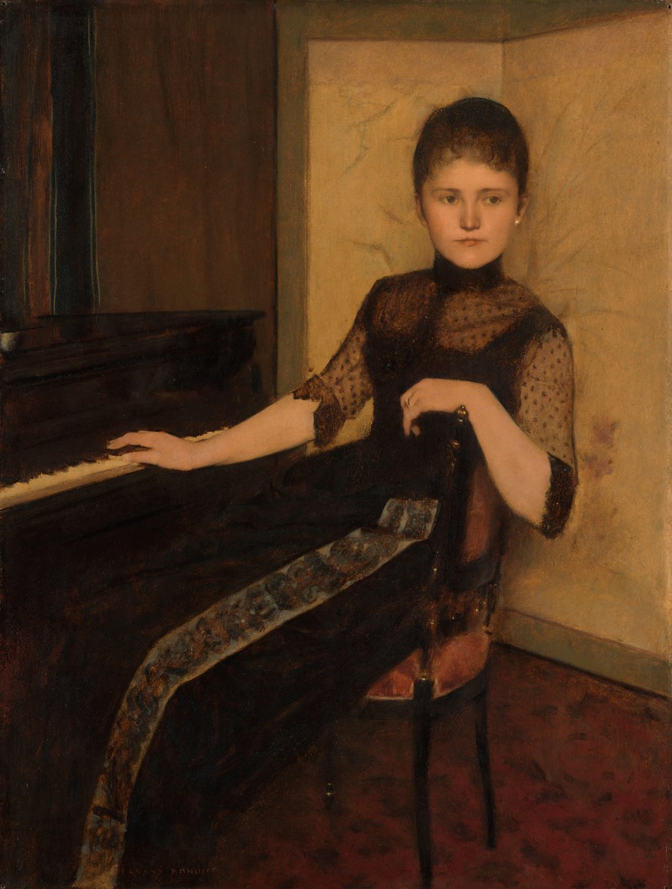 Portret van jonkvrouwe Maria Francisca Louisa Dommer van Poldersveldt (Ubbergen 1848 - 1925 ’s-Hertogenbosch) door Fernand Khnopff