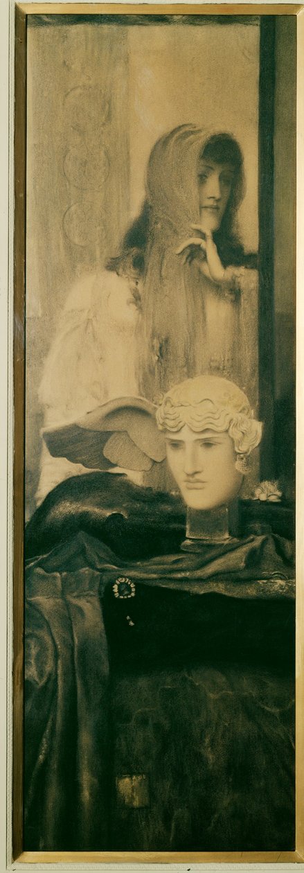 Wit, zwart en goud (olieverf op doek) door Fernand Khnopff