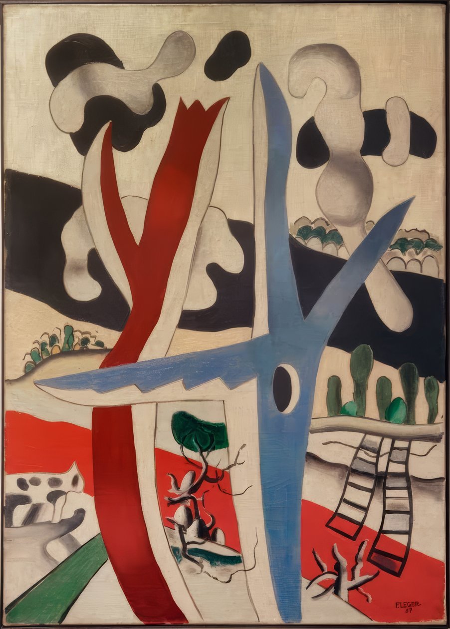 Landschap met blauwe boom door Fernand Leger