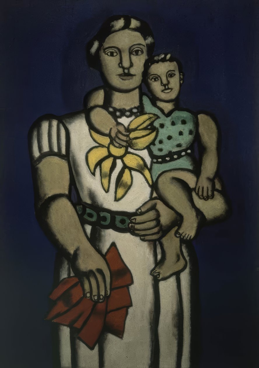 VROUW MET HAAR ZOON IN HAAR ARMEN door Fernand Leger