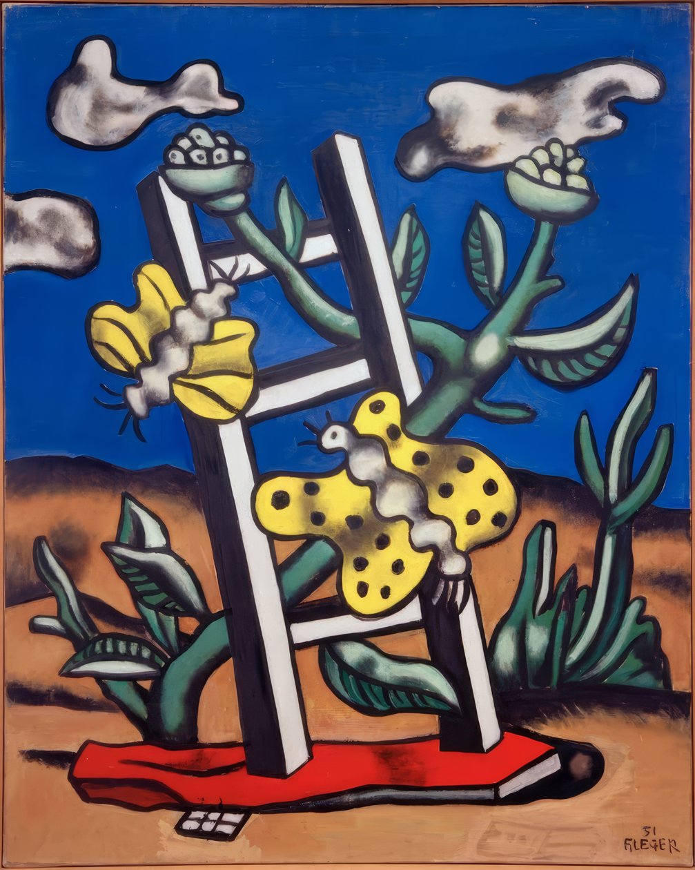 Vlinders op een ladder door Fernand Leger