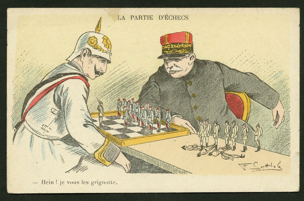 Ansichtkaart, Satirisch in kleuren: Hein! I Snack You - Oorlog van 14-18, Duitsland Pruisen - Willem II, Joffre, Soldaten Illustratie door Gottlob (1873-1935) door Fernand Louis Gottlob