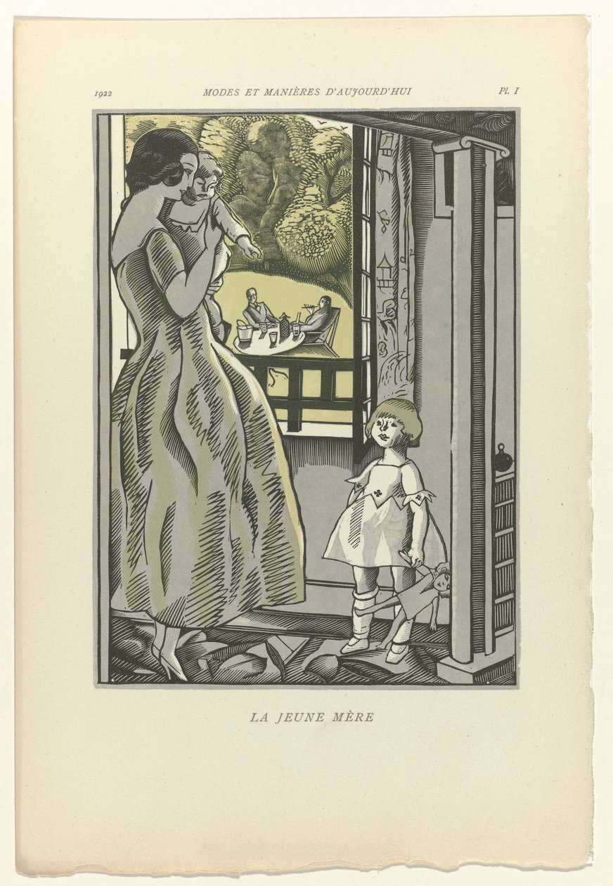 Modes en Manieren van Vandaag, 1922, Pl. 1: De jonge moeder door Fernand Siméon