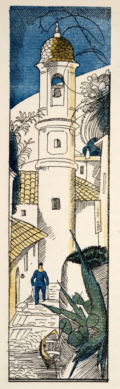 Straat in Antibes uit Gazette de Bon Ton, uitgegeven 1920 door Fernand Siméon