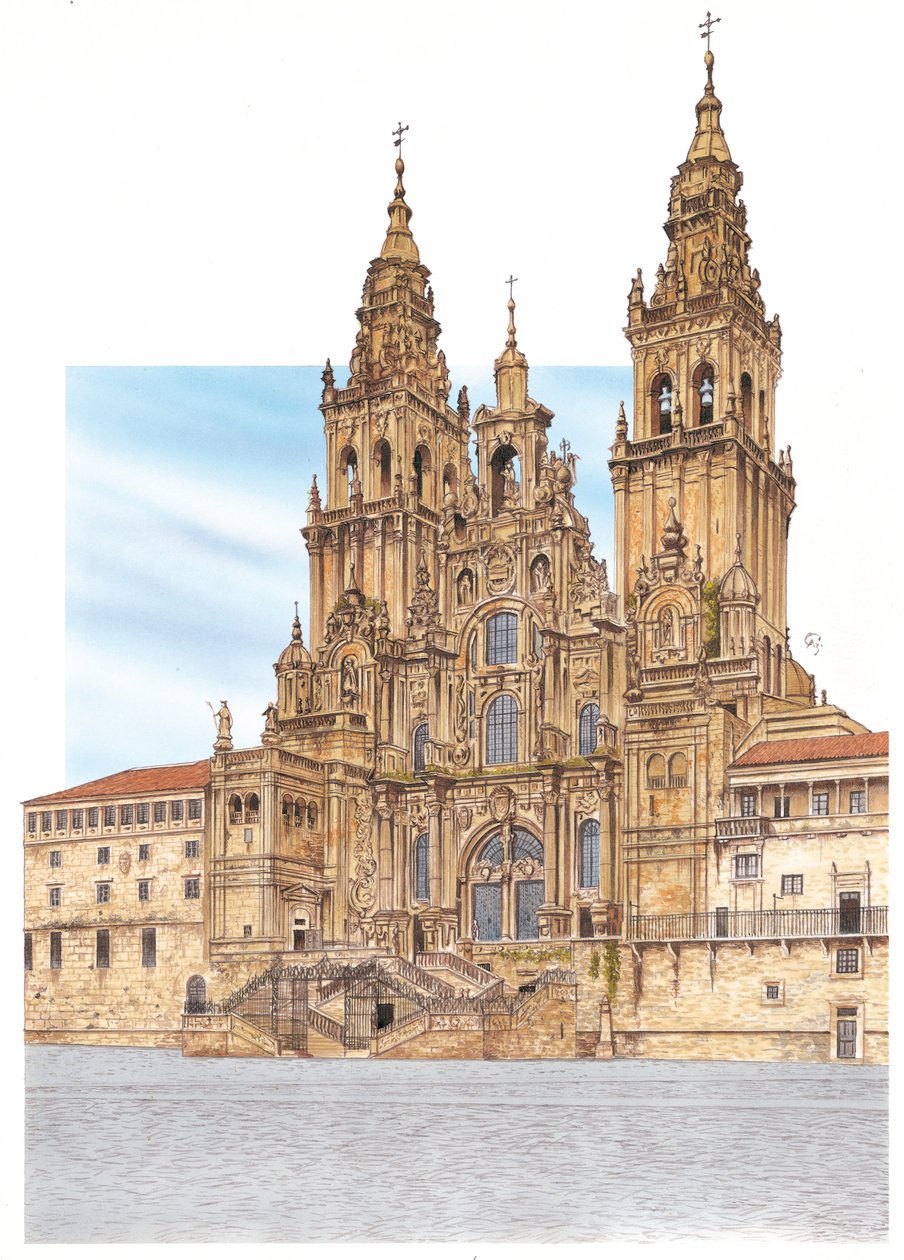 Santiago de Compostela. Westelijke gevel. Spanje door Fernando Aznar Cenamor