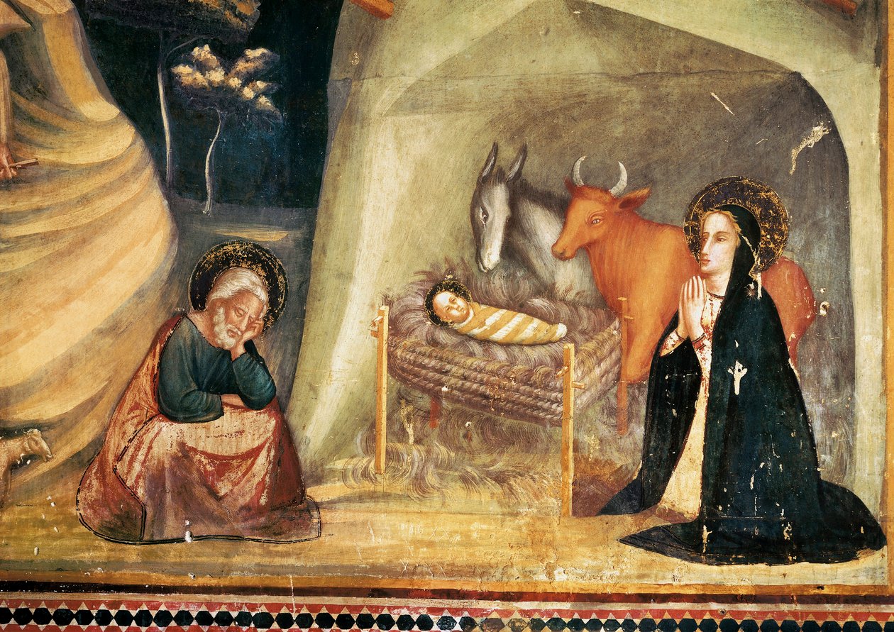 Geboorte van Christus, uit de kapel van Sint-Michiel, Klooster van Pedralbes, Barcelona door Ferrer Bassa
